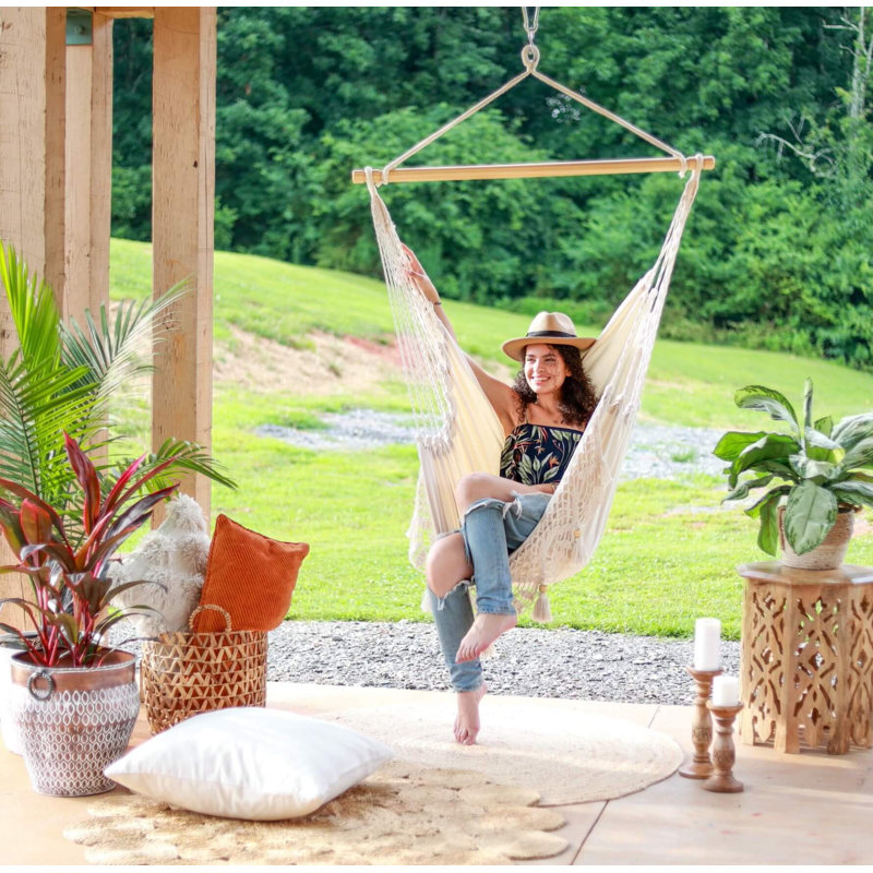 Dakota Fields Boho Crochet Chair Hammock Swing Wayfair